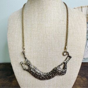 Vintage Style Gold and Black Leopard Necklace